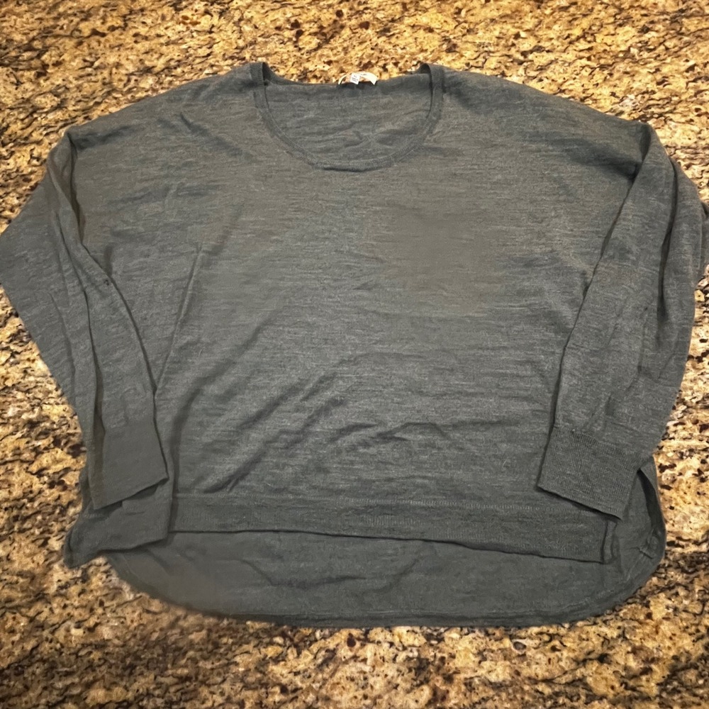 Madewell Womens XL Merino Wool Blend‎ Scoop Neck Sweater Gray Heather